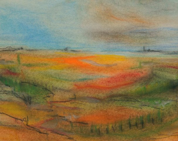 SUMMER VIEW pastel chalk on paper 25 x 35 cm 225 euro